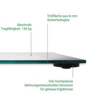 Bilancia pesapersone digitale in vetro Medisana PS 400 – Bilancia precisa con ampio display LCD, vetro di sicurezza, funzione "step-on" e portata di 150 kg (Trasparente/Bianco)
