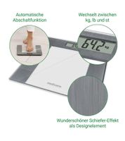 Bilancia pesapersone digitale in vetro Medisana PS 400 – Bilancia precisa con ampio display LCD, vetro di sicurezza, funzione "step-on" e portata di 150 kg (Trasparente/Bianco)