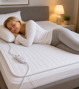 Sanitas SWB 26 heated underblanket made of soft fleece with practical securing straps, 3 illuminated temperature settings, 150 x 80 cm, white