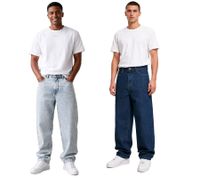 Modern URBAN CLASSICS men's baggy jeans made of cotton – Wide-cut denim trousers in light blue or dark blue
