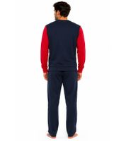 Ensemble loungewear 2 pièces pour homme de la marque australienne : T-shirt à manches longues et pantalon en coton avec logo AF74, bleu foncé/rouge/blanc