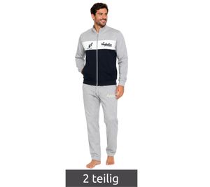 Ensemble de détente 2 pièces pour homme Australian : Sweat-shirt et pantalon de jogging en coton avec logo AF67, gris/bleu foncé/blanc