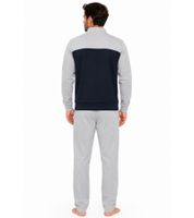 Completo da casa da uomo Australian Homewear in 2 pezzi: felpa in cotone e pantaloni da jogging con logo AF67, grigio/blu scuro/bianco