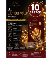 Guirlande lumineuse LED étanche LICHTMOMENTE (lot de 10) avec minuterie, 2,2 mètres, 20 micro-LED blanc chaud, argent (9845248)
