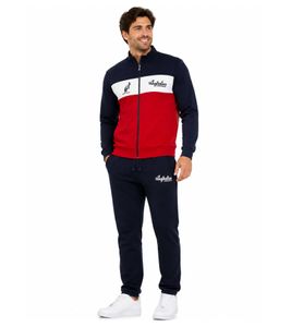 Ensemble de détente 2 pièces pour homme Australian : Sweat-shirt et pantalon de jogging en coton avec logo AF67, rouge/blanc/bleu foncé