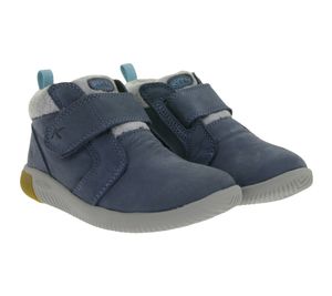 Baskets/bottes minimalistes confortables KEEN Knx Middle Vintage pour enfants, en cuir véritable bleu, avec technologie anti-odeurs Eco
