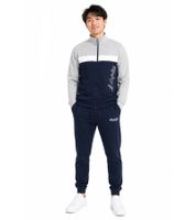 Australian Herren Lounge-Wear-Set 2-teilig Baumwoll Sweat-Jacke & Jogginghose mit Logo-Schriftzug AF73 Grau meliert/Dunkelblau/Weiß