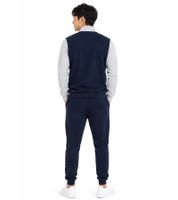 Australian Herren Lounge-Wear-Set 2-teilig Baumwoll Sweat-Jacke & Jogginghose mit Logo-Schriftzug AF73 Grau meliert/Dunkelblau/Weiß