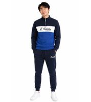 Australian Herren Lounge-Wear-Set 2-teilig Baumwoll Half-Zip-Pullover & Jogginghose mit Logo-Schriftzug AF69 Dunkelblau/Royal-Blau/Weiß