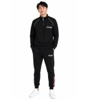 Australian Herren Lounge-Wear-Set 2-teilig Baumwoll Half-Zip-Pullover & Jogginghose mit Logo-Schriftzug AF72 Schwarz