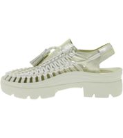 Moderne KEEN UNEEK PLT Tassel Unisex Leder Plateau-Sandalen – Stylische Freizeitsandalen mit innovativem Zwei-Kordel-Design 1030338 Champagne Gold/Star White