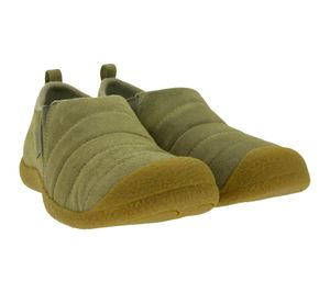 Pantoufles chaudes KEEN Howser Harvest pour homme, en cuir véritable beige, avec technologie anti-odeurs écologique (réf. 1026406)