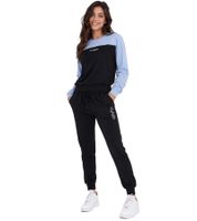 Moderner Australian Damen 2-teiliger Homewear- & Freizeit-Jogginganzug mit Sweatshirt & Jogginghose AF 44 in Schwarz/Hellblau