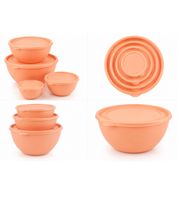 Frischhaltedosen Starter-Set mit 4 Dosen & Deckeln – 2x 4L + 2x 8L Aufbewahrungsschüsseln Peach/Lila
