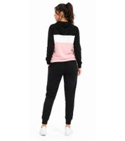 Australian Damen Lounge-Wear-Set 2-teilig Baumwoll Sweat-Jacke & Jogginghose mit Logo-Schriftzug AF42 Schwarz/Weiß/Rosa