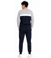Completo da casa da uomo Australian Homewear: maglione e pantaloni della tuta in cotone con logo AF74, grigio melange/blu scuro/bianco