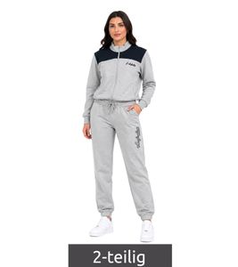 Conjunto de ropa de estar por casa para mujer de Australian Homewear, 2 piezas: Sudadera y pantalón deportivo de algodón con logo, AF 41, Gris/Azul marino