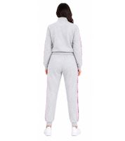 Australian Damen Lounge-Wear-Set 2-teilig Baumwoll Sweat-Jacke & Jogginghose mit Logo-Schriftzug AF 40 Grau meliert