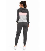 Australian Damen Lounge-Wear-Set 2-teilig Baumwoll Sweat-Jacke & Jogginghose mit Logo-Schriftzug AF42 Anthrazit/Rosa/Grau meliert