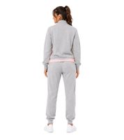 Australian Damen Lounge-Wear-Set 2-teilig Baumwoll Sweat-Jacke & Jogginghose mit Logo-Schriftzug AF42 Grau/Weiß/Rosa