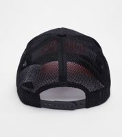 Casquette trucker unisexe Helvetic Guards de la Ligue européenne de football (EUF) avec visière en mesh, coloris noir/rouge, noir/blanc, noir/rouge et noir/blanc.