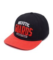 Casquette trucker unisexe Helvetic Guards de la Ligue européenne de football (EUF) avec visière en mesh, coloris noir/rouge, noir/blanc, noir/rouge et noir/blanc.