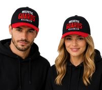 Casquette trucker unisexe Helvetic Guards de la Ligue européenne de football (EUF) avec visière en mesh, coloris noir/rouge, noir/blanc, noir/rouge et noir/blanc.