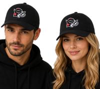 Casquette trucker unisexe Helvetic Guards de la Ligue européenne de football (EUF) avec visière en mesh, coloris noir/rouge, noir/blanc, noir/rouge et noir/blanc.