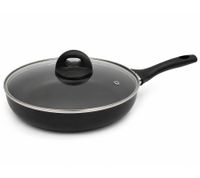 Sitram Bratpfanne 24 cm mit Glasdeckel Antihaftbeschichtung Soft-Touch-Griff **B-Ware – geprüft & funktionell einwandfrei** Schwarz