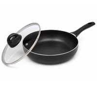Sitram Bratpfanne 24 cm mit Glasdeckel Antihaftbeschichtung Soft-Touch-Griff **B-Ware – geprüft & funktionell einwandfrei** Schwarz