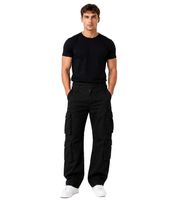 Durable Build Your Brand Pure Vintage Men's Cotton Cargo Trousers – Outdoor & Work Pants with 8 Pockets (Beige or Black)