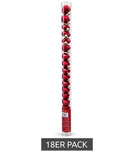 Set di 18 decorazioni per albero di Natale, Ø 25 mm, in vetro, a forma di cuore, decorazioni natalizie **Articolo di seconda scelta - Ispezionato e perfettamente funzionante** Rosso opaco/lucido