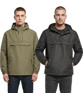 Build your Brand Herren Sommer Windbreaker wasserabweisende Hoodie-Jacke B3162 in Oliv-Grün oder Schwarz