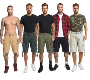 Durable Build Your Brand Savage Vintage Men's Cargo Shorts (Belt Included) – Cotton Bermuda Shorts in Beige, Anthracite Grey, Olive Green, Black, or White-Grey