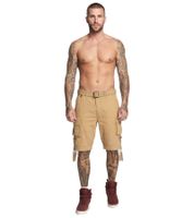 Durable Build Your Brand Savage Vintage Men's Cargo Shorts (Belt Included) – Cotton Bermuda Shorts in Beige, Anthracite Grey, Olive Green, Black, or White-Grey