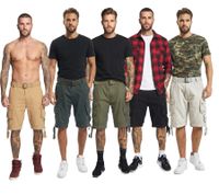 Durable Build Your Brand Savage Vintage Men's Cargo Shorts (Belt Included) – Cotton Bermuda Shorts in Beige, Anthracite Grey, Olive Green, Black, or White-Grey