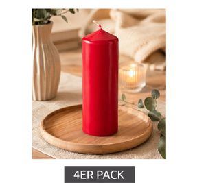 Candela classica a colonna in cera, decorativa, 17 x 5,7 cm **Articolo di seconda scelta - Testato e perfettamente funzionante** Rosso