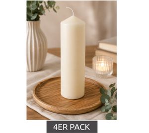 4-Pack Classic Wax Pillar Candle – Decorative Candle 17 x 5.7 cm **B-Stock – inspected & fully functional** Cream White