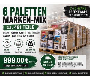 6 Pallets Mixed Branded Goods approx. 481 Items Vileda Russell Hobbs Tefal Dreame & More C/D Grade Defective Goods B2B Job Lot