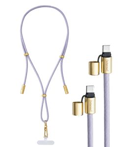 Cordón para celular Intenso con función de carga y datos, 2 puertos USB-C, hasta 1,65 metros **Producto de segunda mano – Probado y completamente funcional** lila