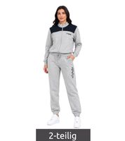 Australian Women's 2-Piece Cotton Loungewear Set (Sweat Jacket & Joggers with Logo Lettering) – Black/White/Pink, Blue/Pink, Grey/Navy Blue, Grey Melange