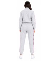 Australian Women's 2-Piece Cotton Loungewear Set (Sweat Jacket & Joggers with Logo Lettering) – Black/White/Pink, Blue/Pink, Grey/Navy Blue, Grey Melange