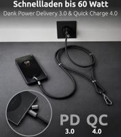 Cordón para celular Intenso con función de carga y datos, 2 puertos USB-C, hasta 1,65 metros **Producto de segunda mano – Probado y completamente funcional** Negro