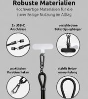 Cordón para celular Intenso con función de carga y datos, 2 puertos USB-C, hasta 1,65 metros **Producto de segunda mano – Probado y completamente funcional** Negro