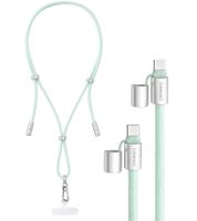 Cordón para celular Intenso con función de carga y datos, 2 puertos USB-C, hasta 1,65 metros **Producto de segunda mano – Probado y completamente funcional** verde claro