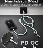 Cordón para celular Intenso con función de carga y datos, 2 puertos USB-C, hasta 1,65 metros **Producto de segunda mano – Probado y completamente funcional** verde claro
