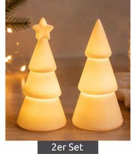 Set of 2 Sparkling LED Christmas Tree Light Decorations Christmas party decorations (Warm White, 13 cm, Batteries Included) **B-Stock – Tested & Fully Functional** White