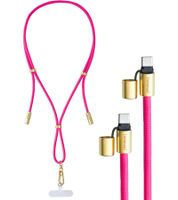 Cordón para celular Intenso con función de carga y datos, 2 puertos USB-C, hasta 1,65 metros **Producto de segunda mano – Probado y completamente funcional** rosa