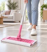 Kit de inicio Swiffer con 1 mopa + 8 toallitas secas y 3 húmedas con cabezal giratorio de 360° **Producto de segunda mano – Probado y en perfecto funcionamiento** 20130689 Rosa