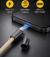 Cordón para celular Intenso como cable de carga y datos, 2 puertos USB-C, hasta 1,65 metros, carga rápida de hasta 60 vatios. **Producto de segunda mano – Probado y en perfecto funcionamiento**. 